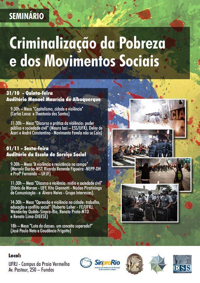 Vito Giannotti participa de seminário sobre criminalização da pobreza e dos movimentos sociais