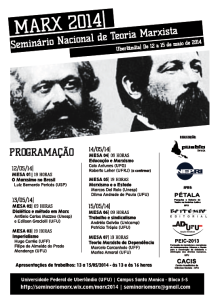 MARX 2014|Seminário Nacional de Teoria Marxista Uberlândia | De 12 a 15 de Maio de 2014