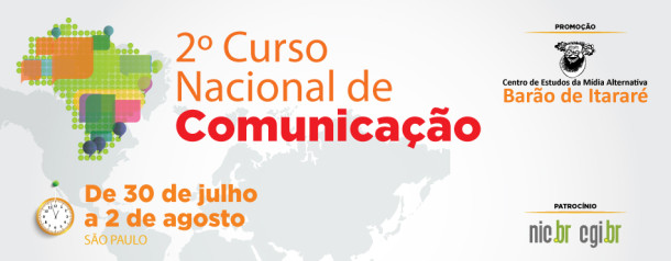 Estão abertas as inscrições para o 2º Curso Nacional de Comunicação do Barão de Itararé, que ocorre entre 30 de julho e 2 de agosto, na capital paulista