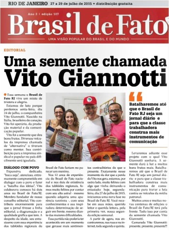 Editorial do Brasil de Fato RJ: Uma semente chamada Vito Giannotti