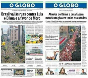 Capas de O Globo comprovam que o jornal está, mais uma vez, do lado dos golpistas