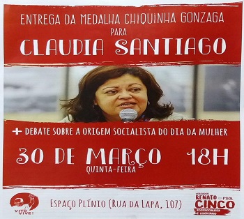 Claudia Giannotti, coordenadora do NPC, será homenageada com a medalha Chiquinha Gonzaga