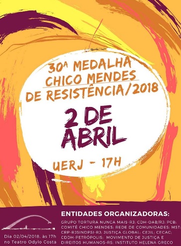 Medalha Chico Mendes completa 30 anos lutando pelos direitos humanos