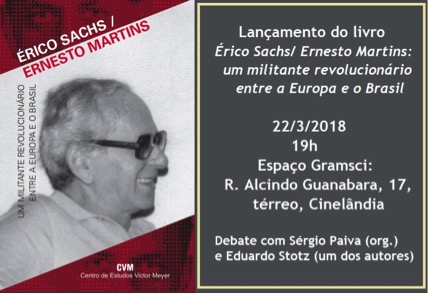 Livro sobre o revolucionário Érico Sachs será lançado no Espaço Gramsci