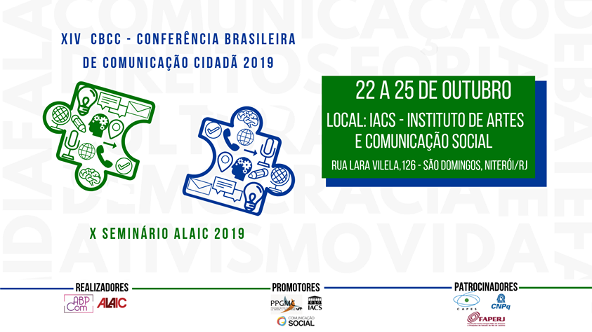Em outubro acontece a Conferência Brasileira de Comunicação Cidadã e o X Seminário ALAIC na UFF