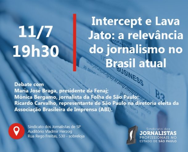 Sindicato dos Jornalistas debate caso Intercept e relevância do jornalismo no Brasil de hoje