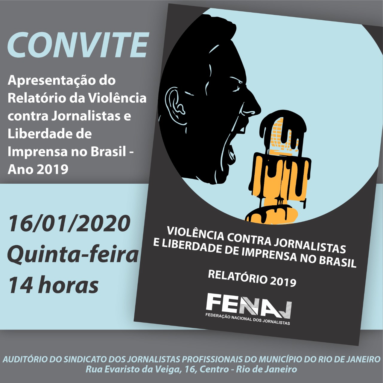Fenaj lança Relatório da Violência contra Jornalistas 2019