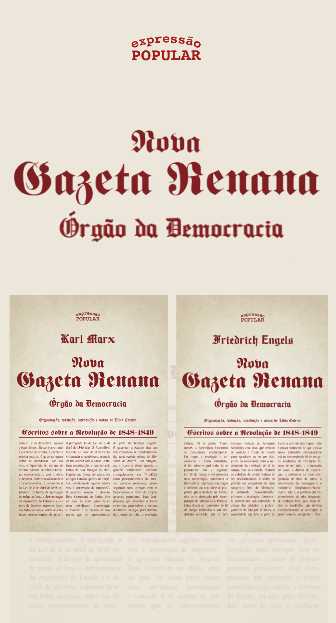 Expressão Popular lança Nova Gazeta Renana em 2 volumes