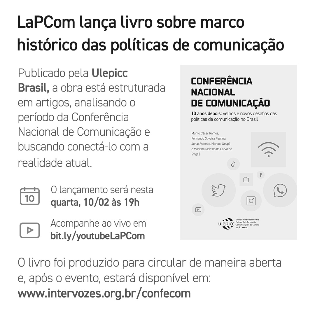 LaPCom lança livro sobre marco histórico das políticas de comunicação