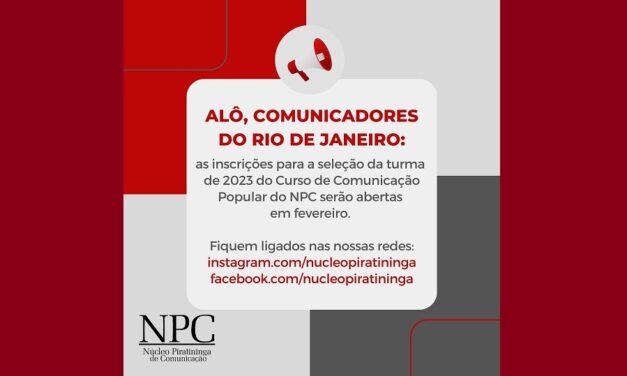 Em breve: inscrições para o Curso de Comunicação Popular do NPC 2023