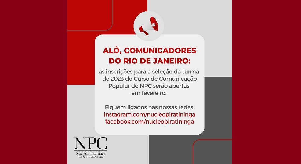 Em breve: inscrições para o Curso de Comunicação Popular do NPC 2023