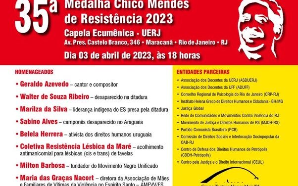 Este ano a 35ª Medalha Chico Mendes de Resistência volta a ser presencial!