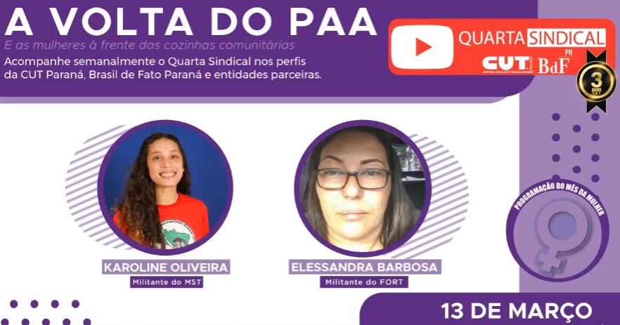 “Quarta Sindical” debate o novo PAA e o papel das mulheres nas cozinhas comunitárias