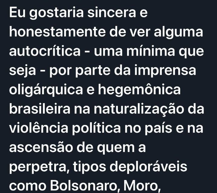 Uma autocrítica, mesmo que seja mínima