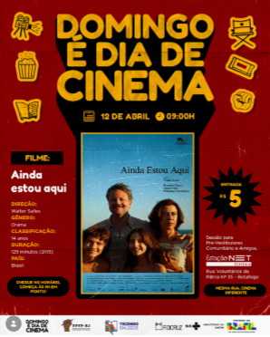 Projeto Domingo É Dia de Cinema exibirá ‘Ainda estou aqui’