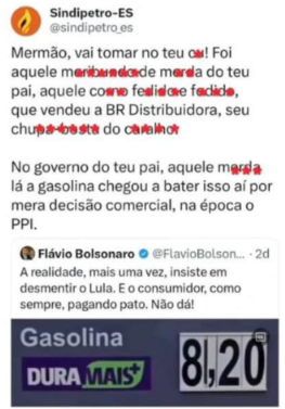 Sindipetro-ES usa linguagem informal para responder mentiras de Flavio Bolsonaro